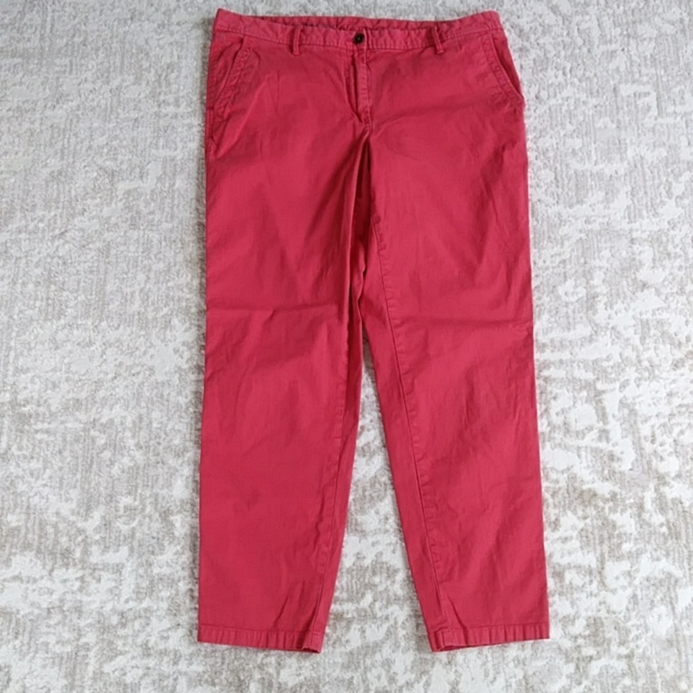 Talbots Girlfriend Chino Ankle Cropped Pants 12 Red Orange